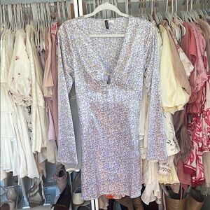 H&M Silver A-line Dress with Long Bell Sleeves